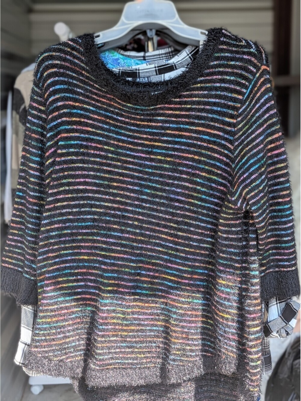 Studio Woman multicolor striped fuzzy sweater